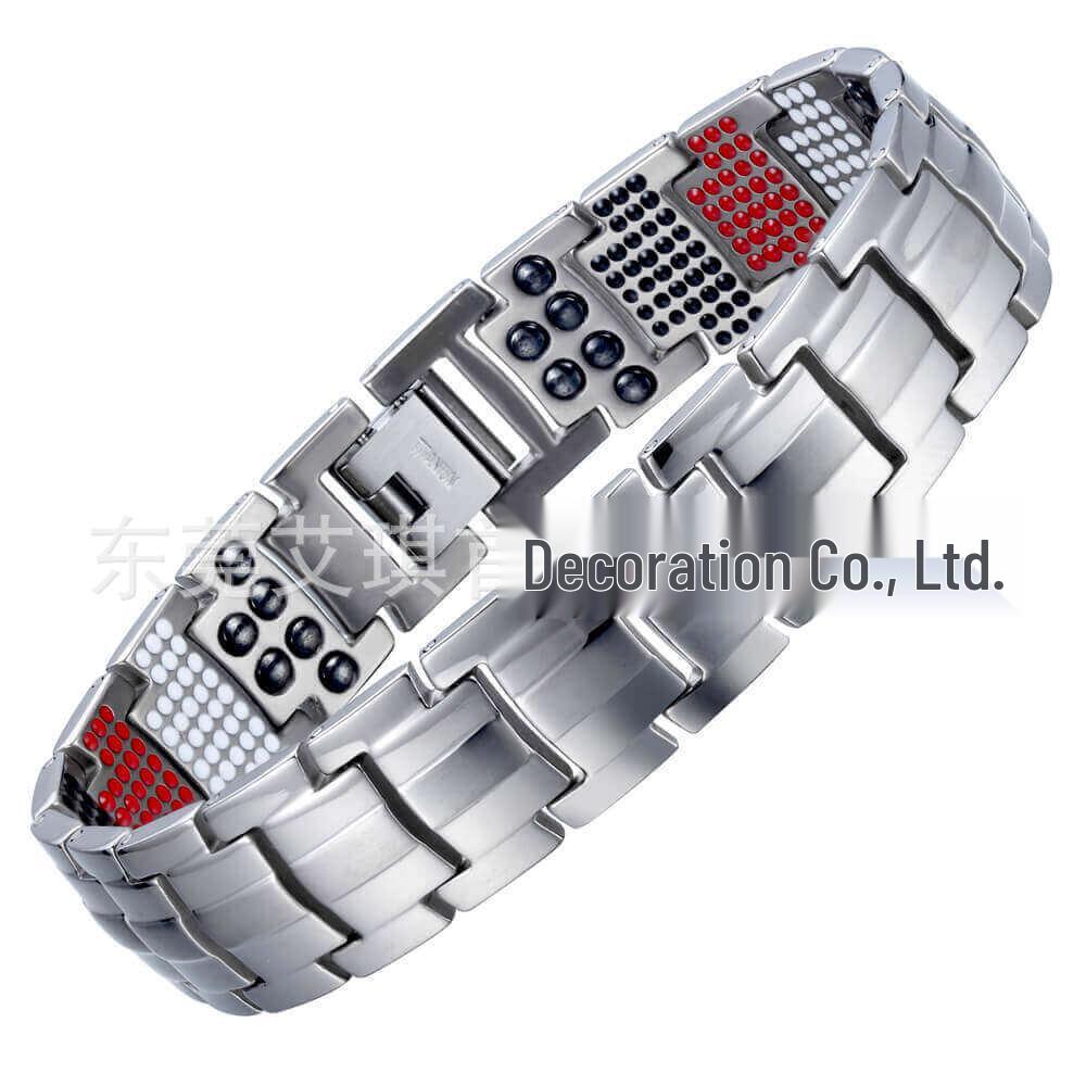 Men's Magnetic Titanium Bracelet with Germanium Beads - Stainless Steel Jewelry