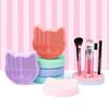 Silicone Makeup Brush Cleaning Box Portable Make Up Tool Scrubber Box Washing Brush Pad  for Women