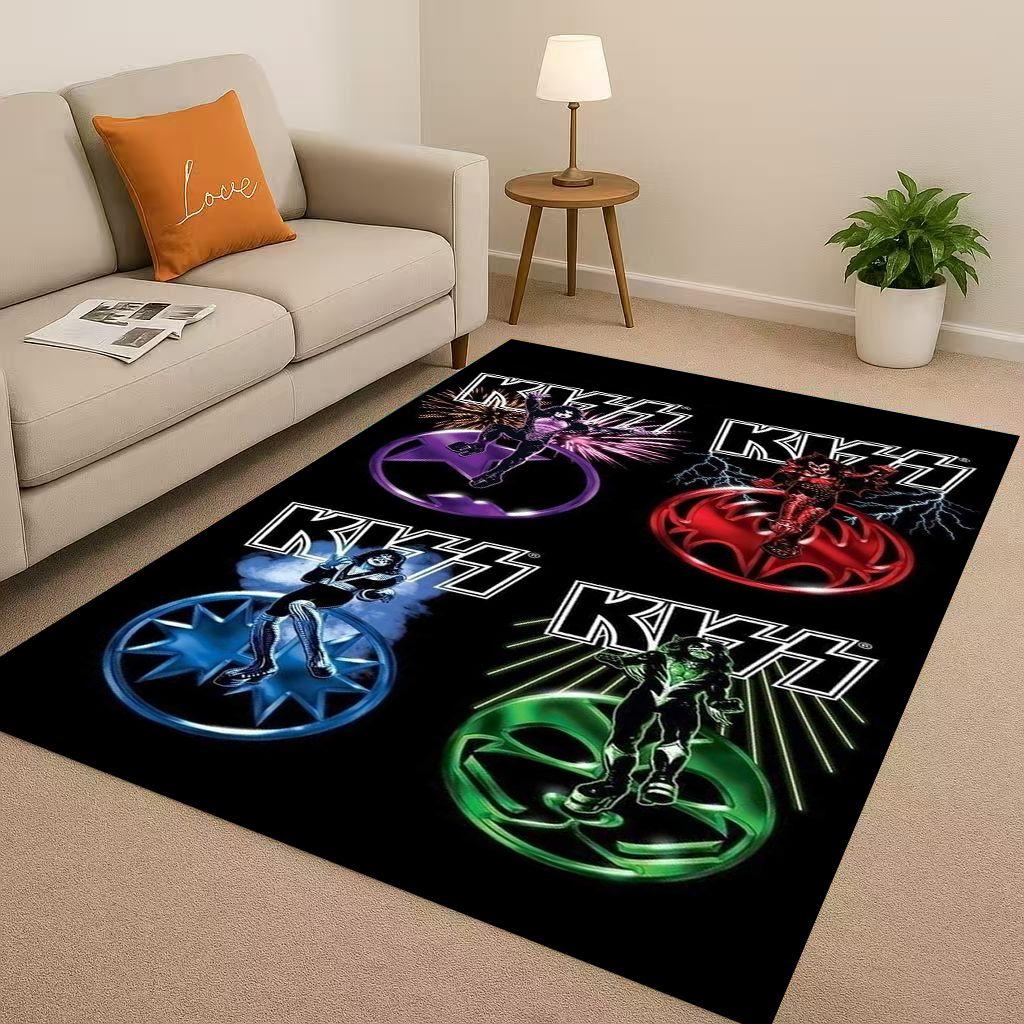HD Kiss Rock Heavy Metal Band Gene Simmons Wohnzimmer Rutschfester Teppich für Schlafzimmer Spielzimmer Sofa, Heimdekoration Fußmatte