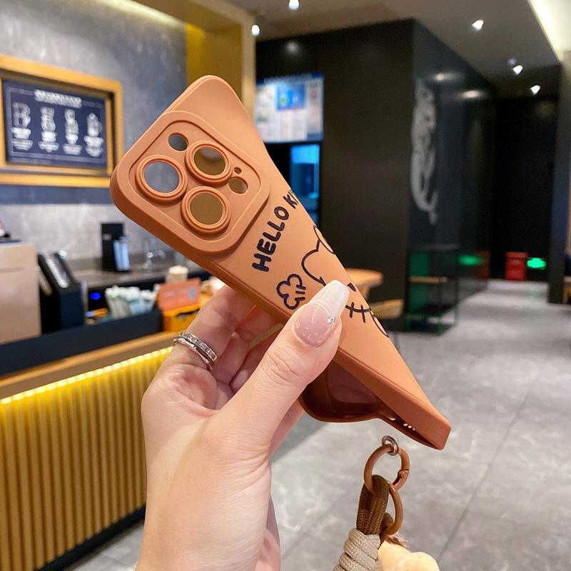 Japan and Korea cartoon suitable for OPPO Reno11 mobile phone case cute brown kitty cat A3X cartoon plush bracelet