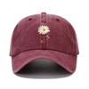 Flower Print Washed Distressed Dad Hats WoUnisex Cotton Baseball Cap Outdoor Fashion Sun Hat Adjustable Curved Brim Sports Caps