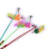 3Pcs Fake Mouse Feather Wand Chases Exercise Cat Teaser Stick Interactive Toy