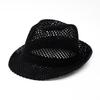 Unisex Summer Panama Hat Breathable Mesh Design Cotton-Polyester Material Compact Brim 58cm Head Circumference Jazz Cap