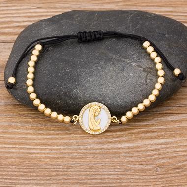 Nidin Men Classic 9 Styles Virgin Mary Bracelets Women Crystal Bracelets Christian Adjustable Handmade Copper CZ Bead Jewelry