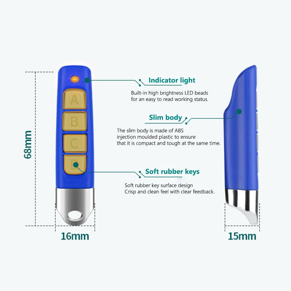 433MHz Cloning Code Plastic 4 Keys Clone Duplicator Battery Powered Remote Control Learning Copy Multifunctional for Garage Gate