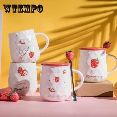 Tazza in ceramica con coperchio Tazze da caffè e da tè per donne e uomini per bere acqua Tazza in ceramica per uso domestico con coperchio Cucchiaio