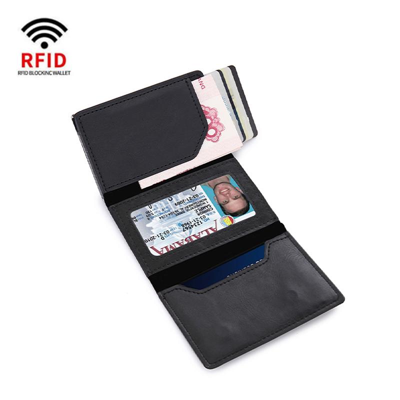 Rfid Card Holder Airtag Wallets Men Money Bag Slim Thin Women Wallets Leather Wallet For Apple Air Tag Purses Smart Black Wallet