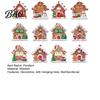 Christmas Fireplace Decorations 12Pcs Wooden Gingerbread House Ornaments for Tree Decorations, Rustic Hanging Xmas Small Gifts Decor with Festive