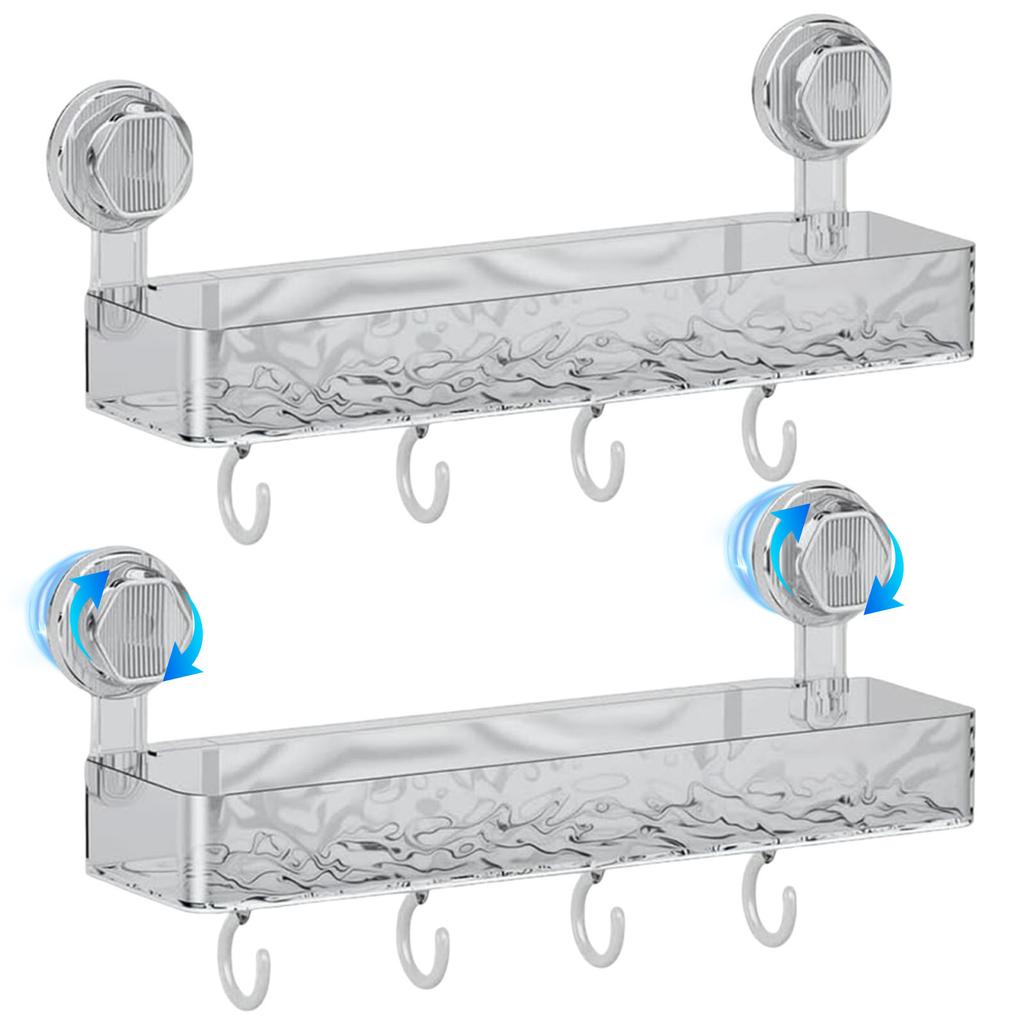 Suction Cup Storage Holder Large Capacity Wall-Mounted Shower Caddy No-Drill Bathroom Organizer for Home Bathroom Vanities