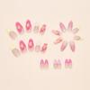 French Style Pink Flower Art Nail Patch Long Almond Fake Nails With Pearl Flower For Women DIY Manicure Accessories