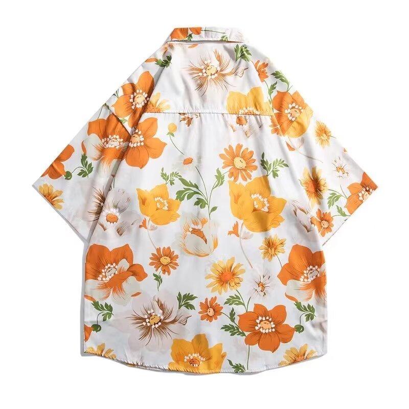 Men'S Retro Shirt, Men'S Summer Outfit, Student Loose Fit, Niche Design, Casual Men'S Top, Outerwear, Beach Top