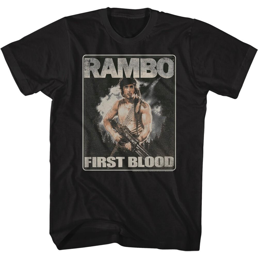 

John J Rambo The Movie T-Shirt FIRST BLOOD Film SM5XL 100% Black Cotton Unisex T-Shirt XXXXL