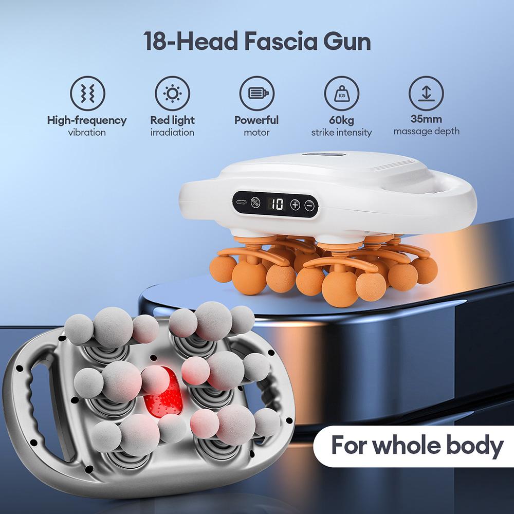 18-Head Fascia Gun High-Frequency Vibration Body Massage Gun Waist Back Massager Neck Shoulder Massage Machine Muscle Masajeador