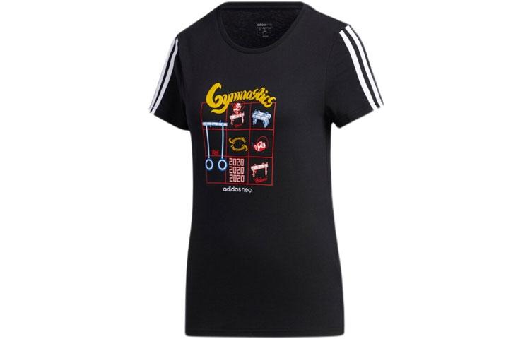 Adidas Neo T Shirts Women s Black Crew Neck Moderate Straight Fit GK1567 S