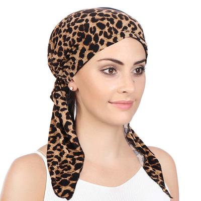 European-American Floral Print Two-Tail Curved Muslim Headscarf Pullover Hat