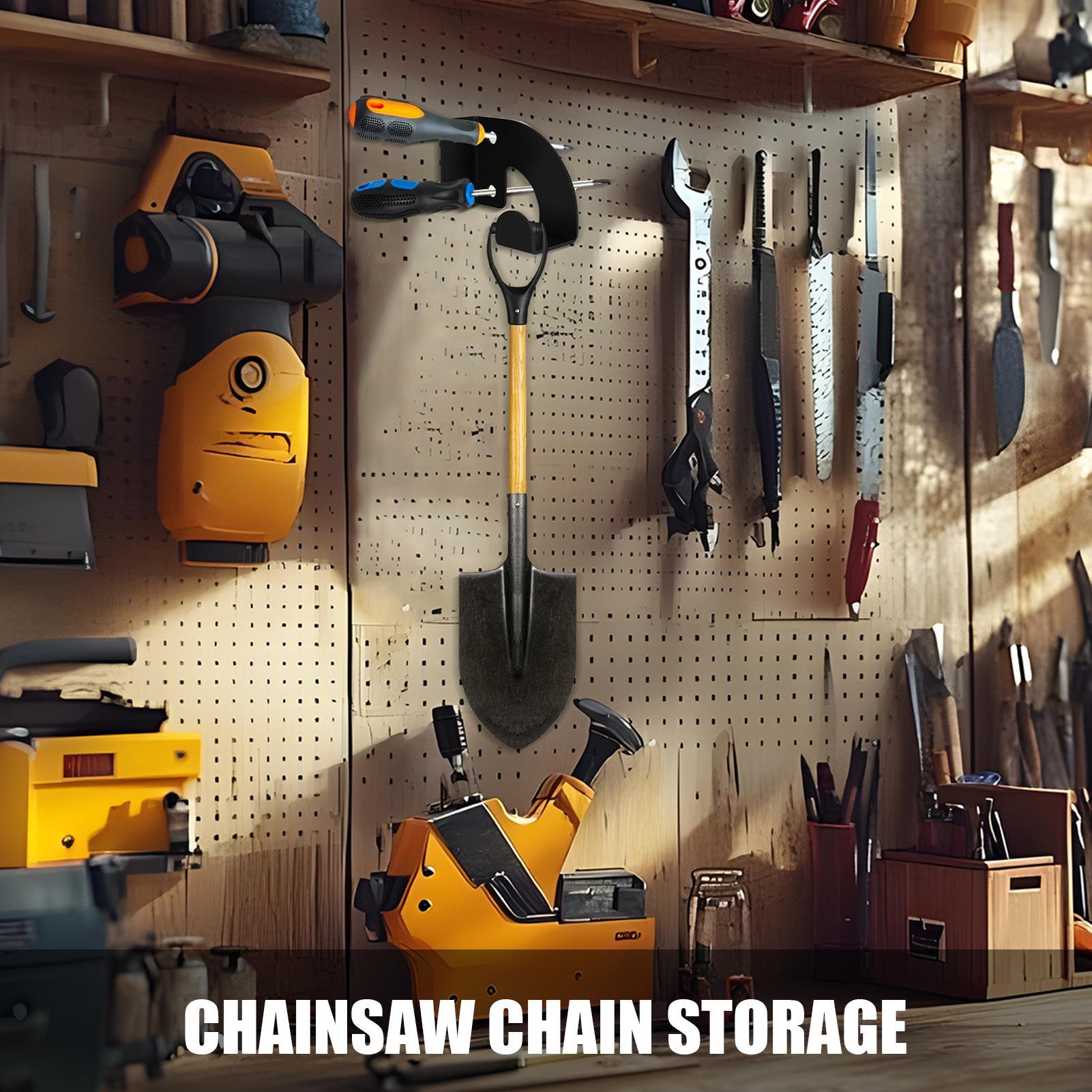 Стойка для бензопилы Настенное крепление для бензопилы Металлическая стойка Прочный органайзер для хранения для гаража мастерской садовых инструментов Вешалка для бензопилы