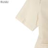 ZANZEA Damen Kurzarm Bluse und Hose Sommer Zweiteiler Anzugsets