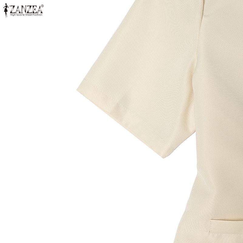 ZANZEA Damen Kurzarm Bluse und Hose Sommer Zweiteiler Anzugsets