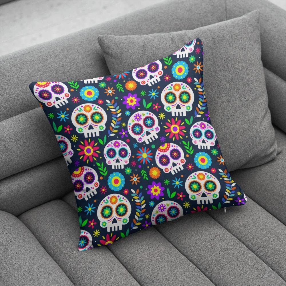 

Веселый Хэллоуин Череп Наволочка Домашняя Вечеринка Декоративная Мультяшная Каваий Наволочка Для Дивана Прикроватная Короткий Плюш Ручная Наволочка 66x66cm