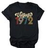 Camiseta De Aniversrio Vintage 1970 Feminina Top Grfico Preto Harajuku Festa De Aniversrio De Quarentena Streetwear Casual