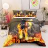 Captain America on Fire Duvet Cover Set 3 Piece Flaming Marvel Superhero Bedding Set Shield for Teens Boys Bedroom Decor Gift