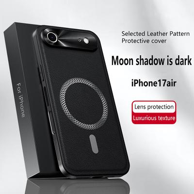 For iPhone 17 Air Case Magnetic Elegant Leather Wear-Resistant Lens Fully Covered Non-Slip Grip Edge Cover Shell