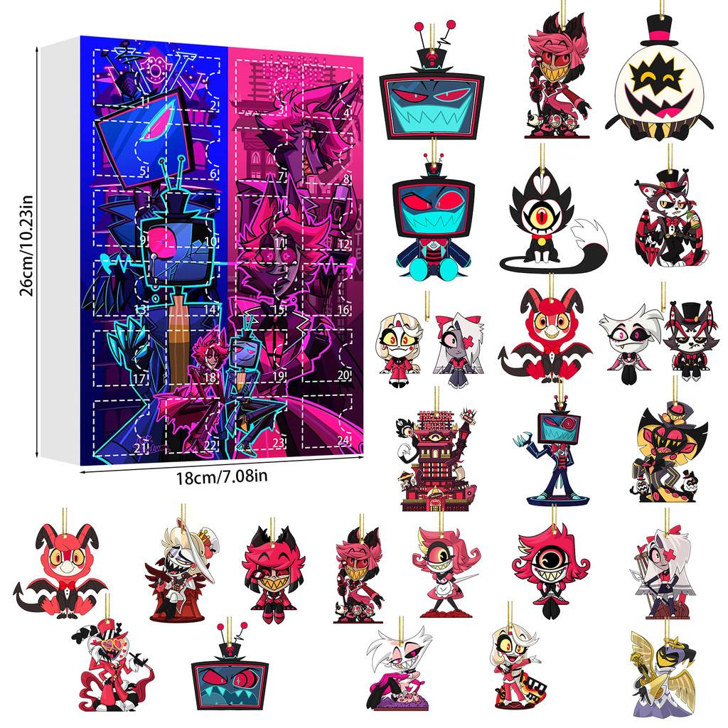Hazbin Hotel Christmas Countdown Calendar With Acrylic Decorations For Holiday Gifts
