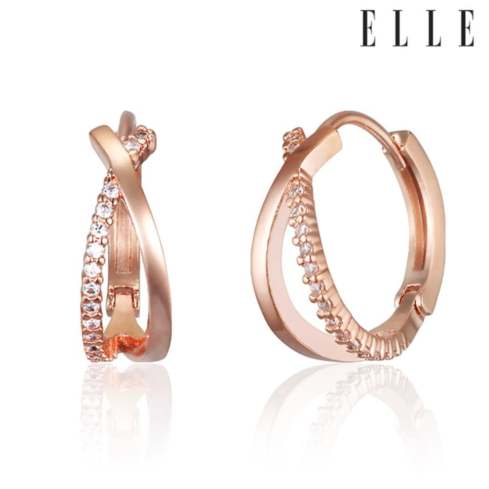 14K Cross Cubic Ring Earrings (Gold Plated) Elgpee515