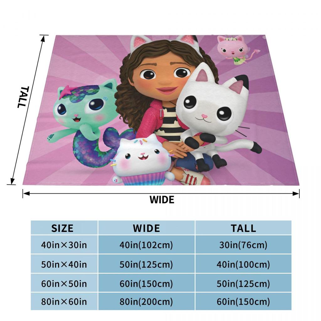 Gabbys Dollhouse Cartoon Blanket Velvet Summer Portable Super Warm Throw Blanket for Bedding Travel Bedspreads