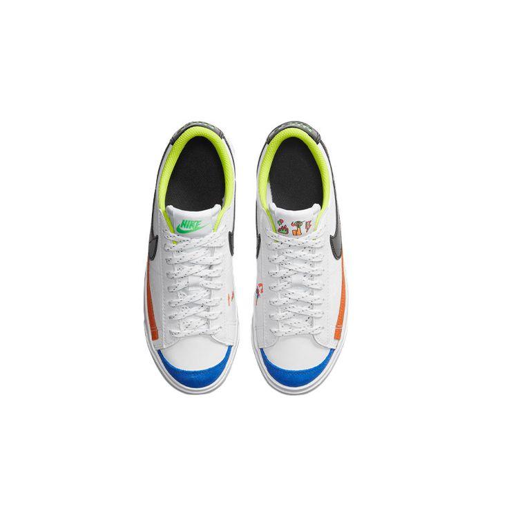 Nike Blazer Low '77 GS Big Kids Lifestyle Shoes White Black Signal Blue Orange DV1747-101