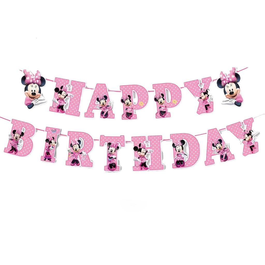 Disney Minnie s Birthday Party Banner Suitable for Celebration Event Themes, Festive Decorations, Applicable for Parties and Family Gatherings