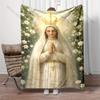 1PC Virgin Praying Surrounded by Lilies Print Blanket Warm Soft Fluffy Kids and Adult Sofa Bed Throw Blanket Travel Camping RV