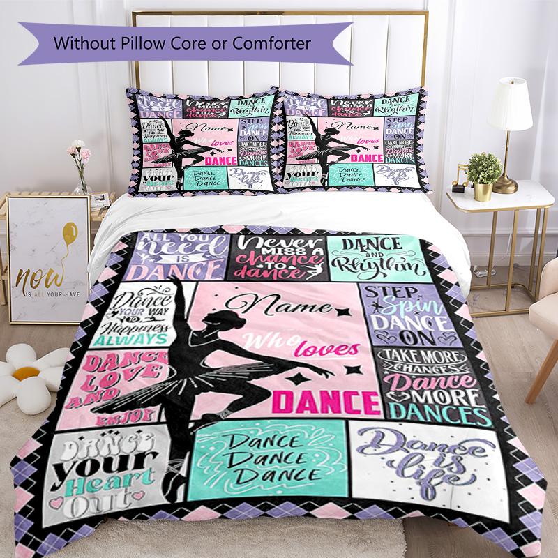 Dance11 Customize Your Name Bedding Set Breathable Duvet Cover With Pillowcases Decorative Bed Linen For Bedroom Home Decoration Birthday Gift