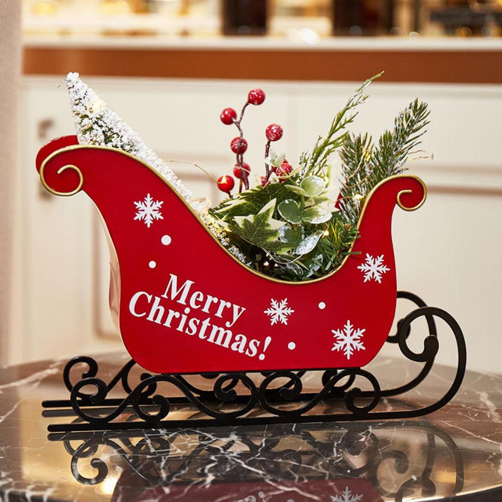 Christmas Sleigh Ornament 3D Hollow Hanging Pendant Classic Holiday Decor Gift for Tree Home Indoor Outdoor Festival Decorations