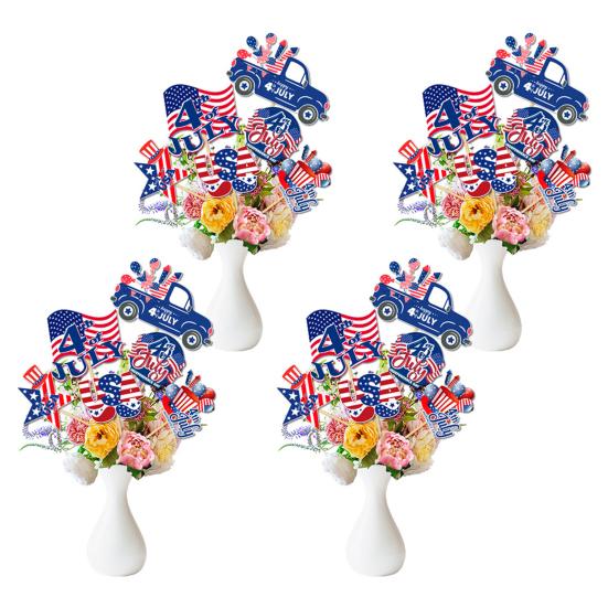 Yousheng 6Pcs Patriotic Vase Picks for 4th of July, Red White Blue DIY Flower Arrangement, Independence Day Table Centerpiece Party