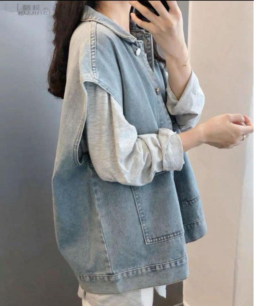 [USED] Loose Denim Vest Denim Gilet Korean Fashion K-Pop Fashion