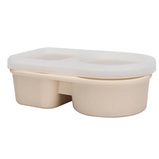 Gewürzbox aus lebensmittelechtem Silikon, 360° auslaufsicher, zwei Fächer, mikrowellengeeignet, gekühlte Aufbewahrungsbox