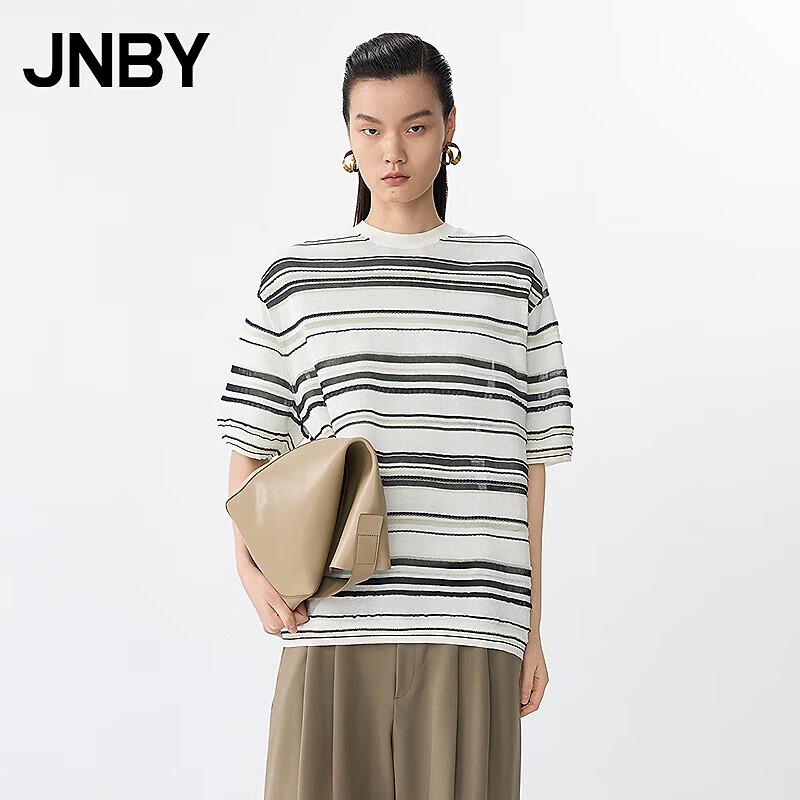 

JNBY 2025 Summer Short Sleeve Striped Knit Top L