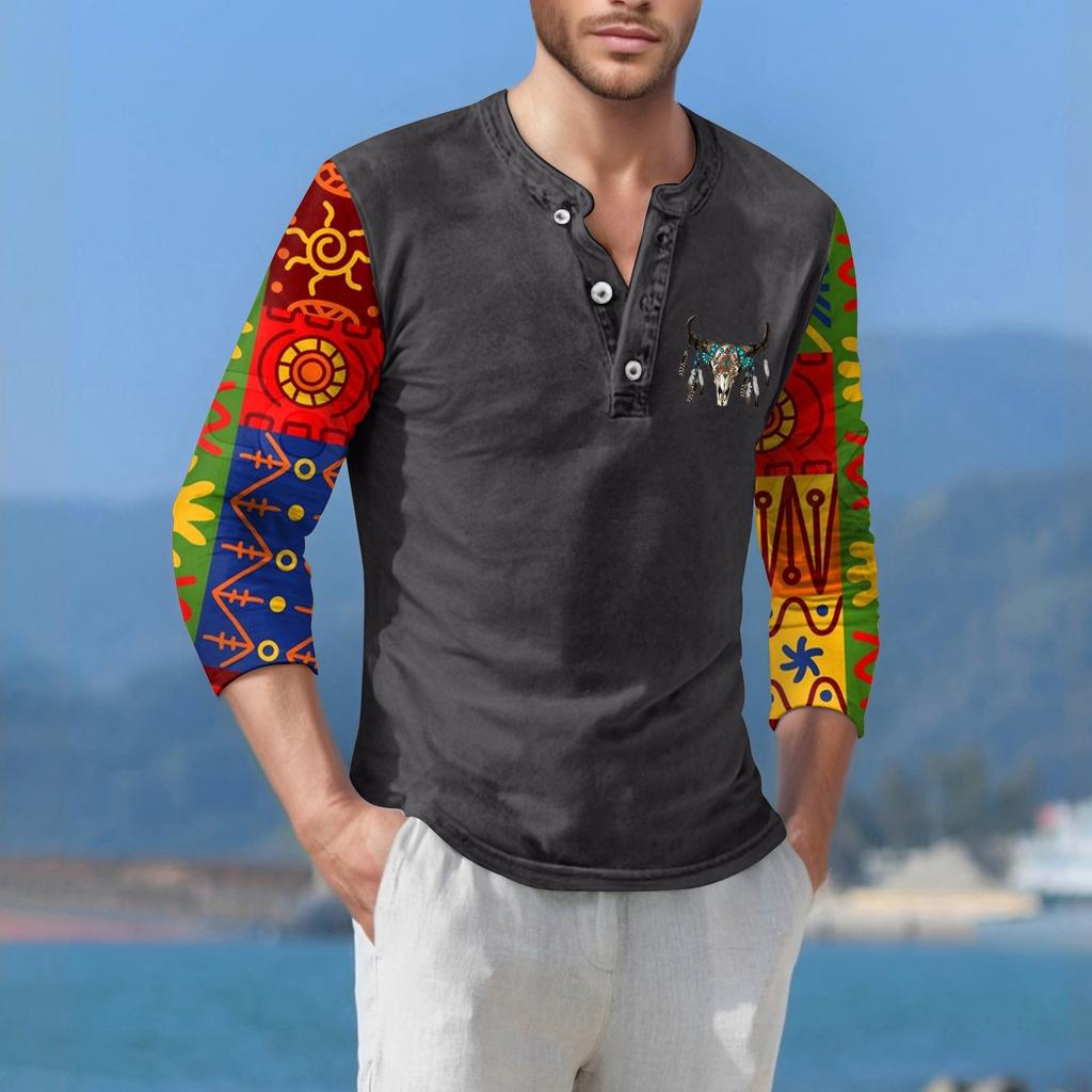 Herre T-skjorte Street Casual Mote Langermet Topp