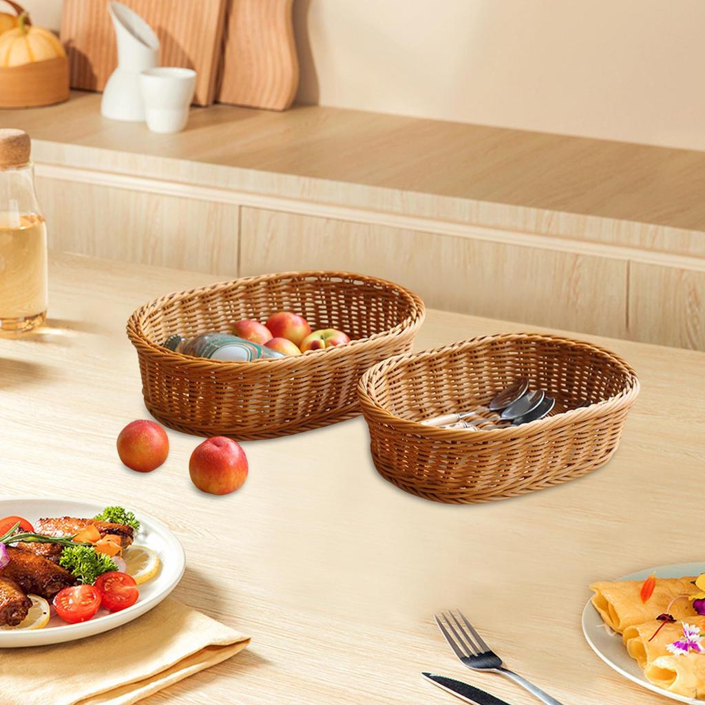 Imitation Rattan Basket for Organizing Decor Perfume Tray Shelf Bathroom Vanity