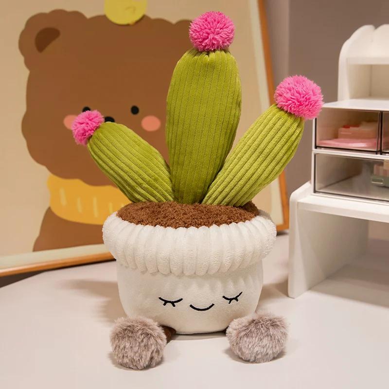 Kawaii Stuffed Plush Plants Lifelike Potted Plant Plush Doll Calla Lily Cactus Little Pink Flower Sunflower Pillow Toy Decor