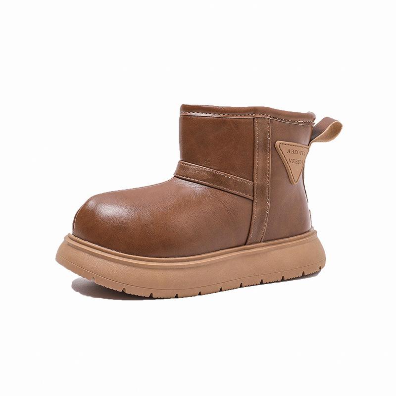 Barnes Capibara Snøstøvler Jenter Tykke Store Lær Vinterstøvler Jenter Vanntette Ankelstøvler