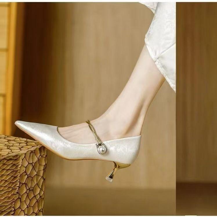 Pointed French fashion temperament high heels casual versatile bag head stiletto single shoes 2025 new popular spring and autumn