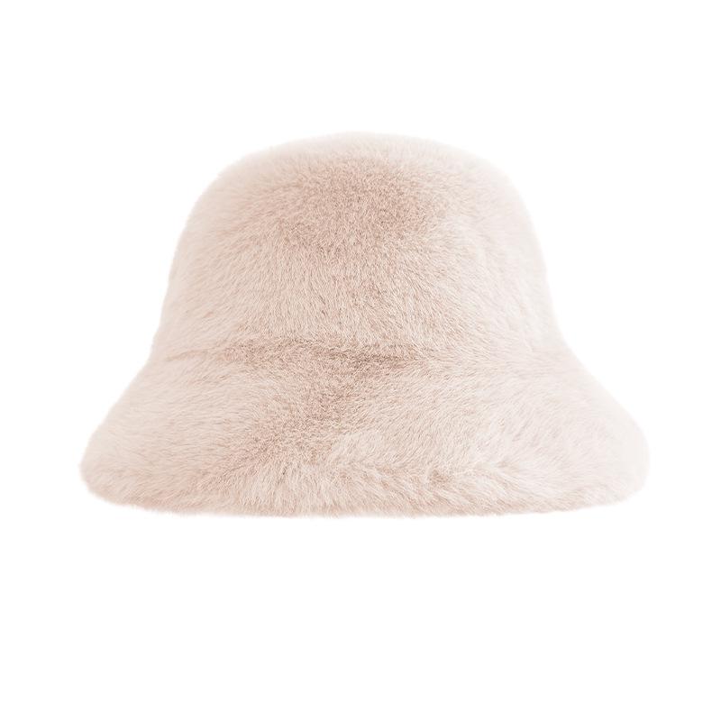 Women's Plush Faux Fur Fisherman Hat - Warm, Stylish, and Versatile for Autumn & Winter