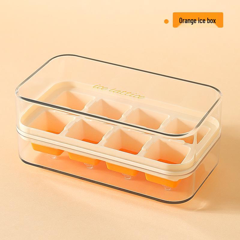 8-Cell Press-Type Ice Cube Tray with Lid, Quick-Release DIY Ice Mold