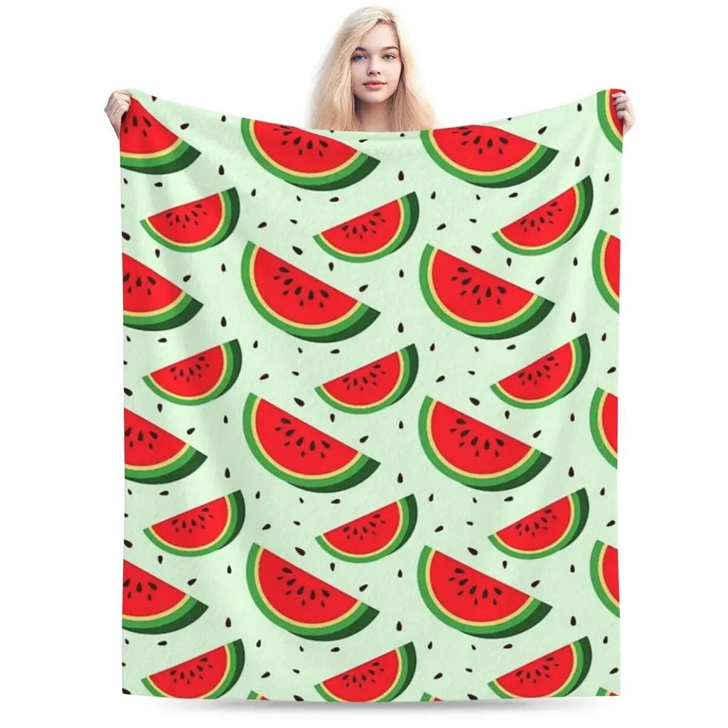 Cute Watermelon Slices Blanket Soft Warm Flannel Throw Blanket Bedspread for Bed Living room Picnic Travel Home Sofa