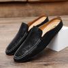 Genuine Leather Men Slippers Slip On Half Shoes Summer Casual Shoes Breathable Sandals Lightweight Muller Shoes Comfy Lazy Shoes