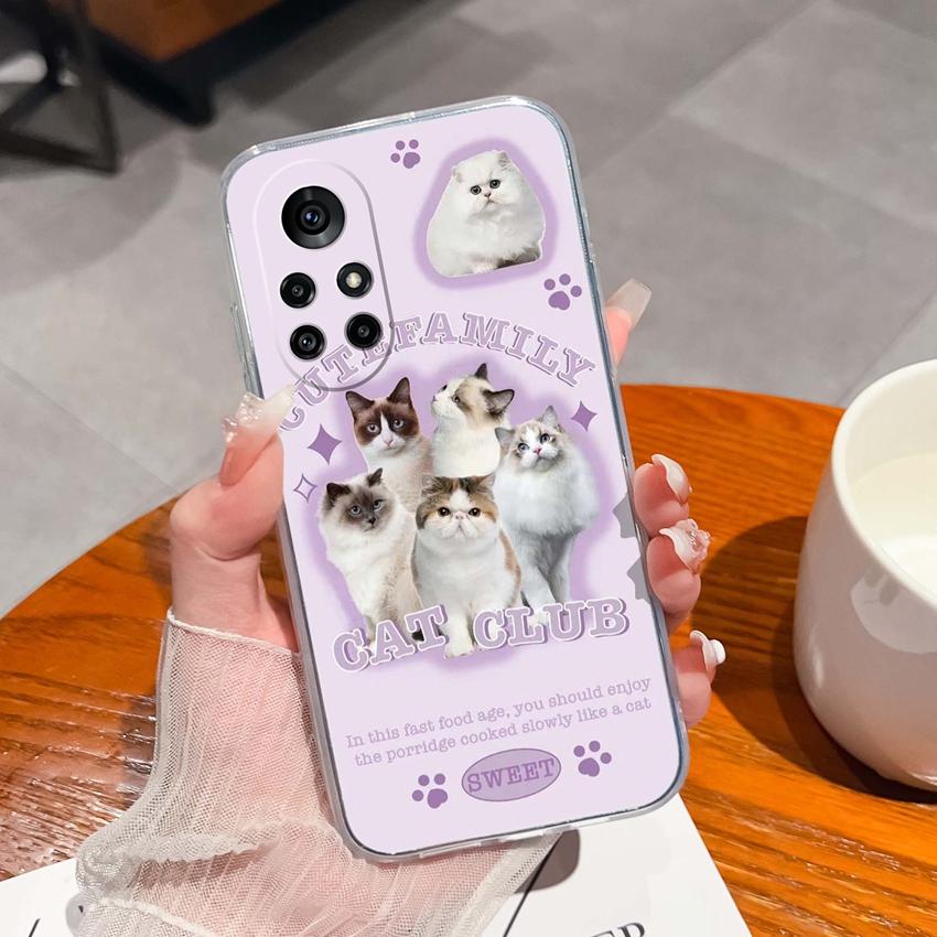 Case For Huawei Nova 8 9 10 11 Pro SE P Smart 2019 2020 Y60 Y70 Cute Black Cat Phone Cover Soft Slim TPU Shockproof Transparent Shell For Huawei Cases