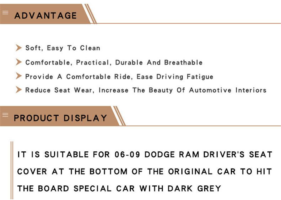 For 2006-2009 Dodge Ram 2500 3500 Dark Gray Front Left Driver Seat Bottom Cover