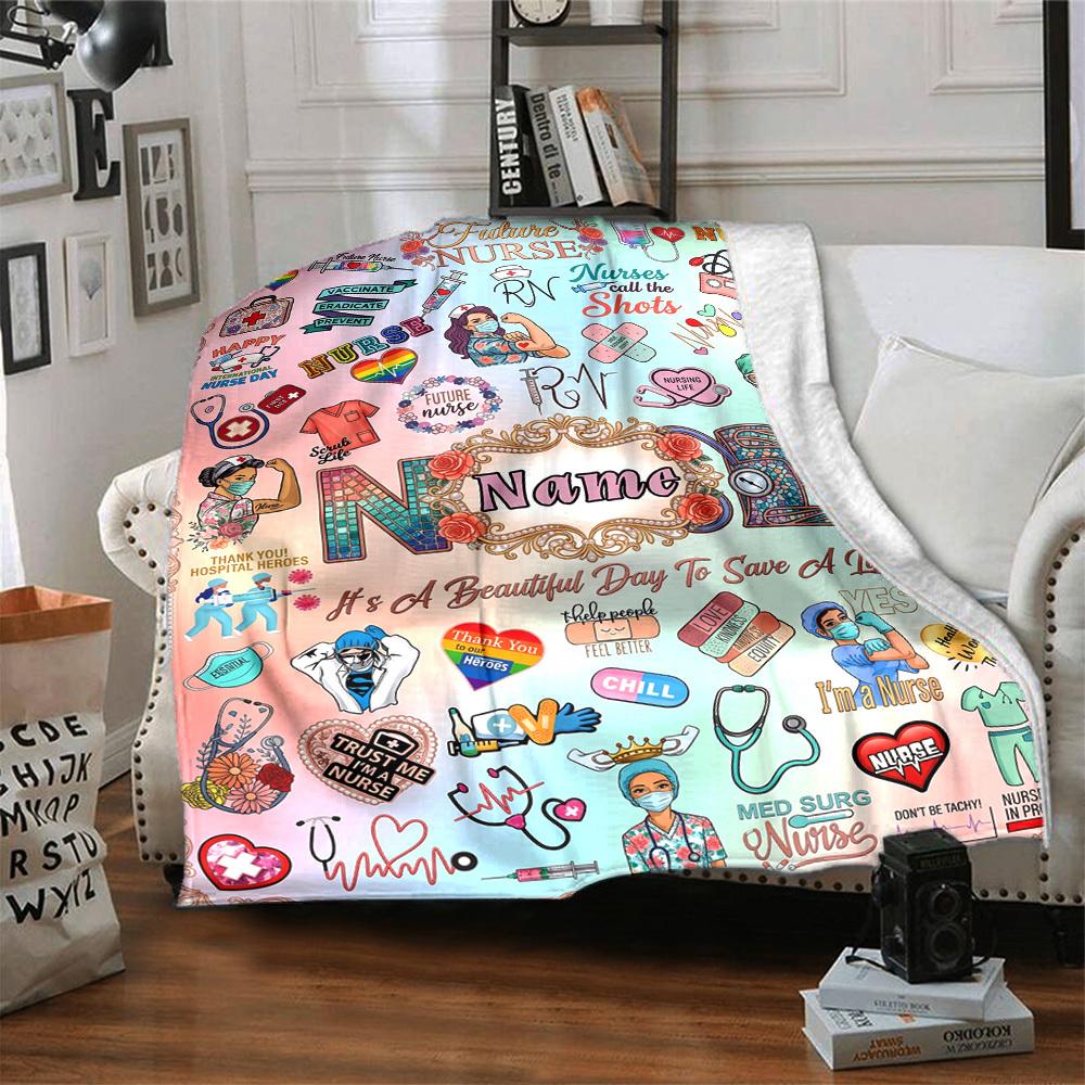 Nurse'S Legacy Blanket Personalized Name Soft Warm And Versatile For Sofa Bed Office And Travel Machine Washable Comfortable In All Seasons Best